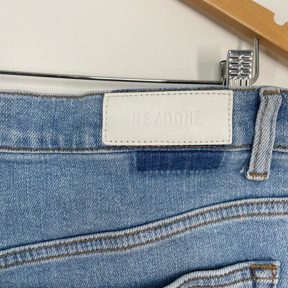 RE/DONE 70s Originals Straight Jeans Sanded Blue Denim Raw Hem Boho Size 30 - Picture 8 of 11